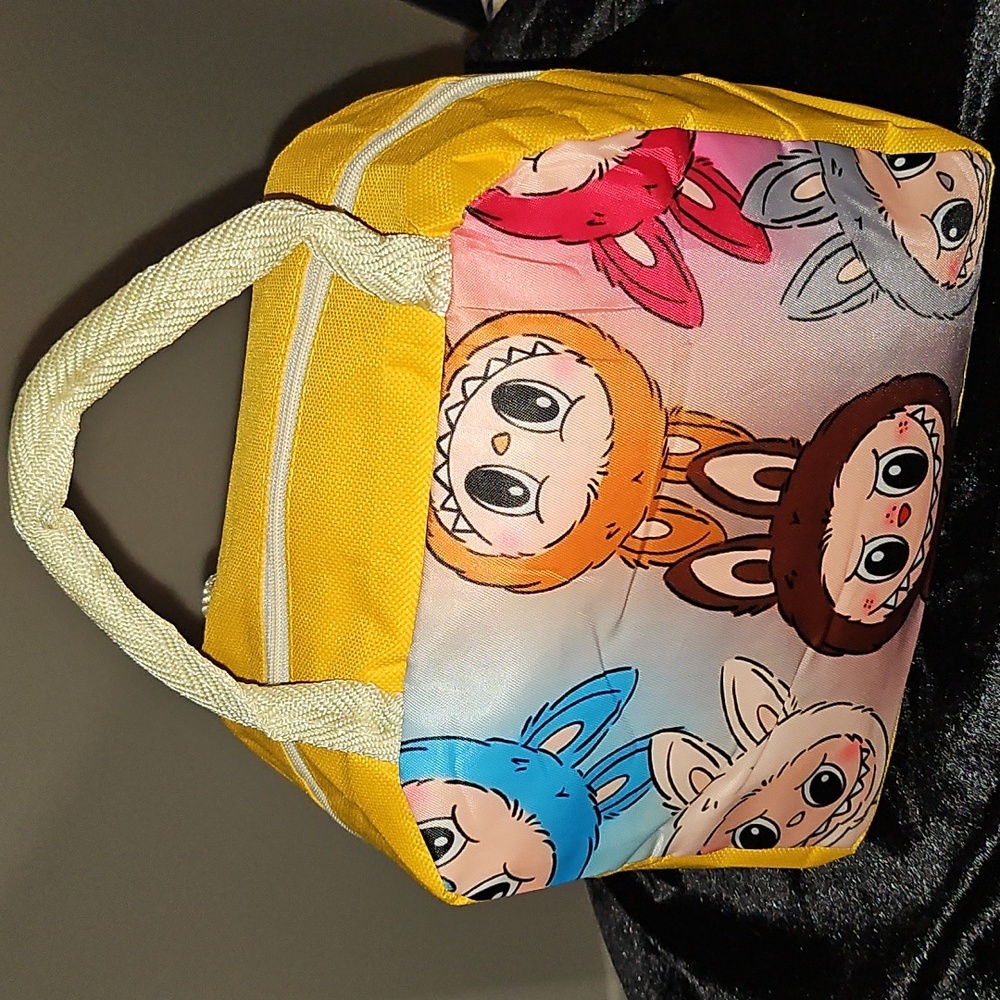 Kids Yellow Character Lunch Bag with Cute Animal Faces